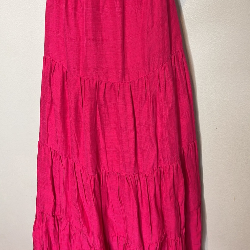 Anthropologie Let‎ Me Be Cutout Tiered Dress Open Back Maxi Hot Pink Extra-Small - Picture 5 of 10
